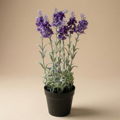 1x Künstlicher Lavendel - violette Pflanze im Topf - Kunstpflanze - 28 cm 