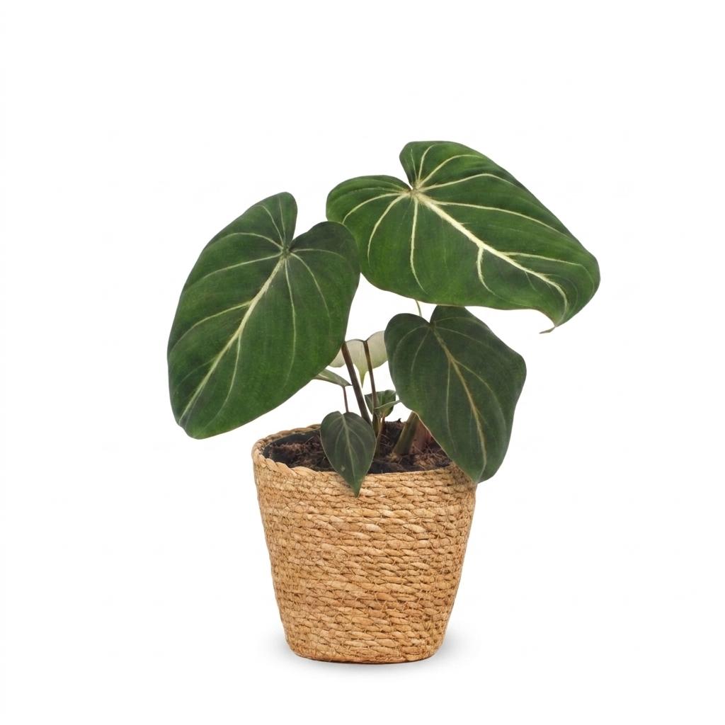 Gloriosum-Baumfreund – Philodendron gloriosum – Topf Ø12cm – Höhe 25cm – mit Korb – Dekorative Zimmerpflanze – Ansicht 2