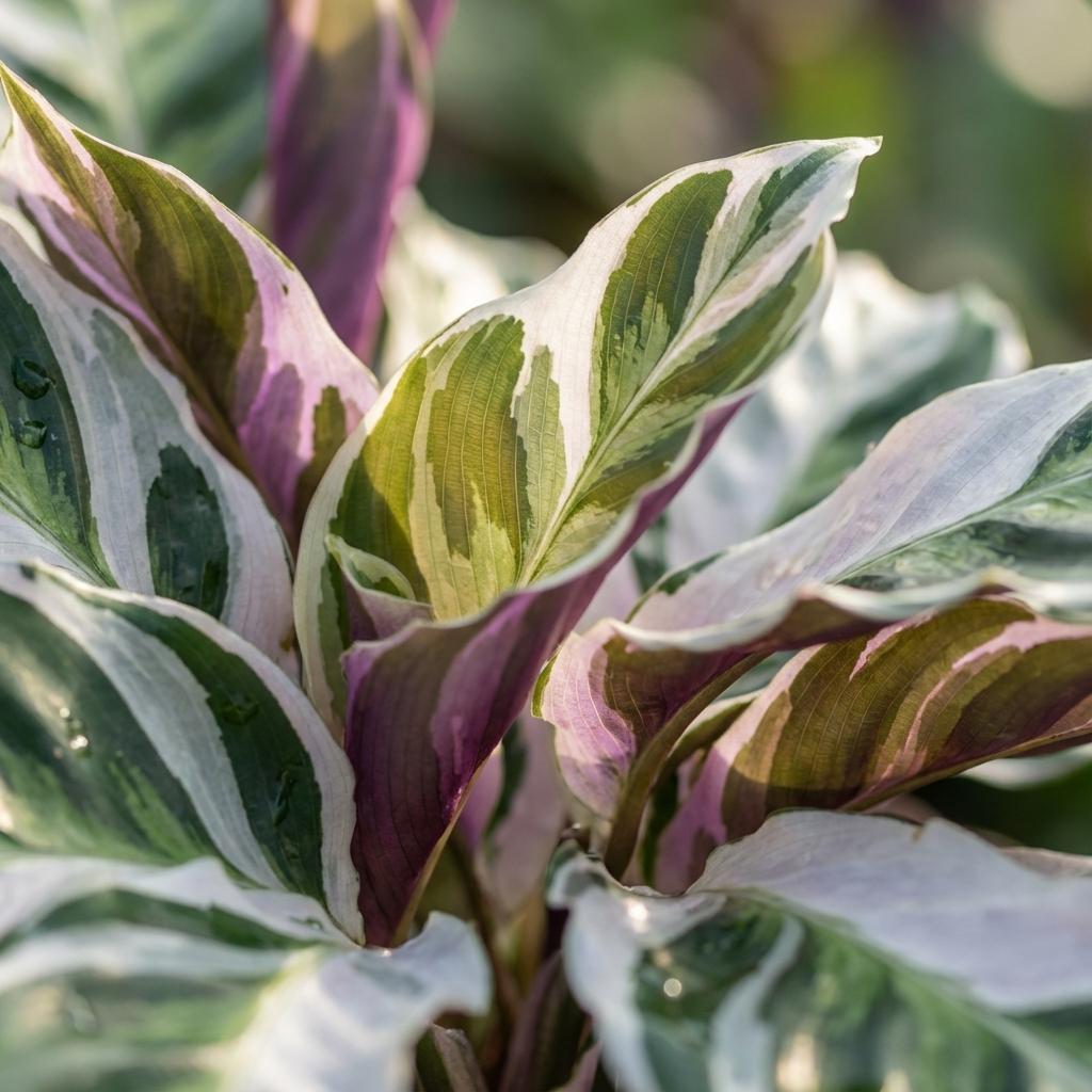 Korbmarante Calathea Fusion White Ø14cm Höhe 35–40cm – Seltene Gebetspflanze mit weißen & lila Blättern – Exklusive Zimmerpflanze für Wohnraum 