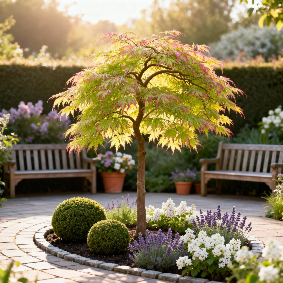 GreenboutiQ - Gartenpflanze - Acer palmatum Little Princess - Grün - 1 Pflanze - Laubabwerfend - Wenig Pflege - Topf 12cm Höhe 35cm 