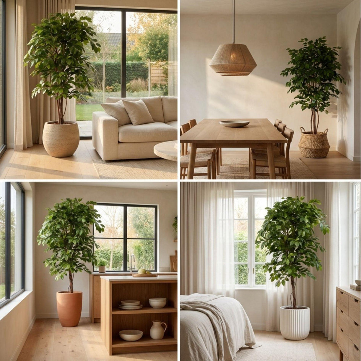 Ficus Deluxe Vine Kunstbaum – 140cm – Realistische Kunstpflanze für Innenräume – Pflegefreier künstlicher Baum mit dichtem Blattwerk – Ideal für Wohnzimmer & Büro - Oasis of Life