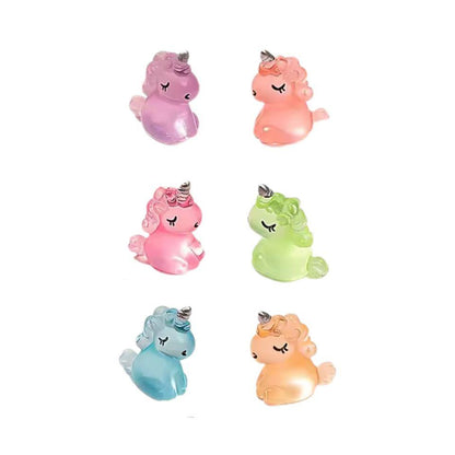 Glow in the Dark Einhörner – 6er Set – Bunte Mini-Einhörner 2,5cm – Leuchtend im Dunkeln – Für Terrarium, Pflanzenecke & Schreibtisch-Deko 