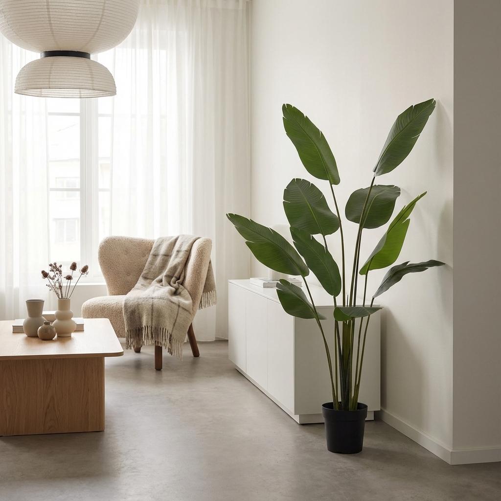 Strelitzia Nicolai Kunstpflanze 180cm – Große Paradiesvogelblume Deko Pflanze – Pflegefreie Zimmerpflanze für Wohnzimmer Büro & Empfangsbereich - Oasis of Life