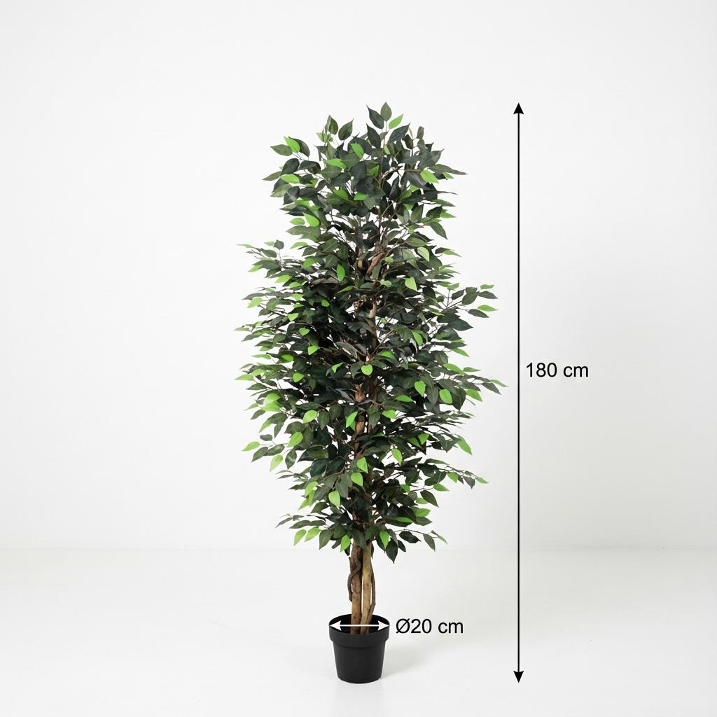 Ficus Benjamina Kunstpflanze 180cm Pflegefreie Zimmerpflanze für Wohnzimmer Büro & Empfangsbereich