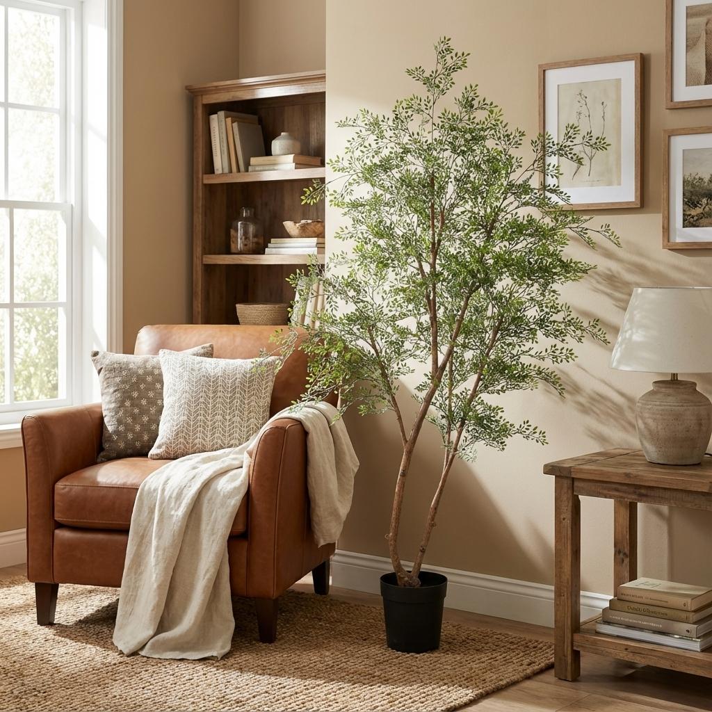 Cassia Baum Kunstpflanze 180cm – Große Deko Kunstpflanze – Pflegefreie Zimmerpflanze für Wohnzimmer Büro & Empfangsbereich - Oasis of Life