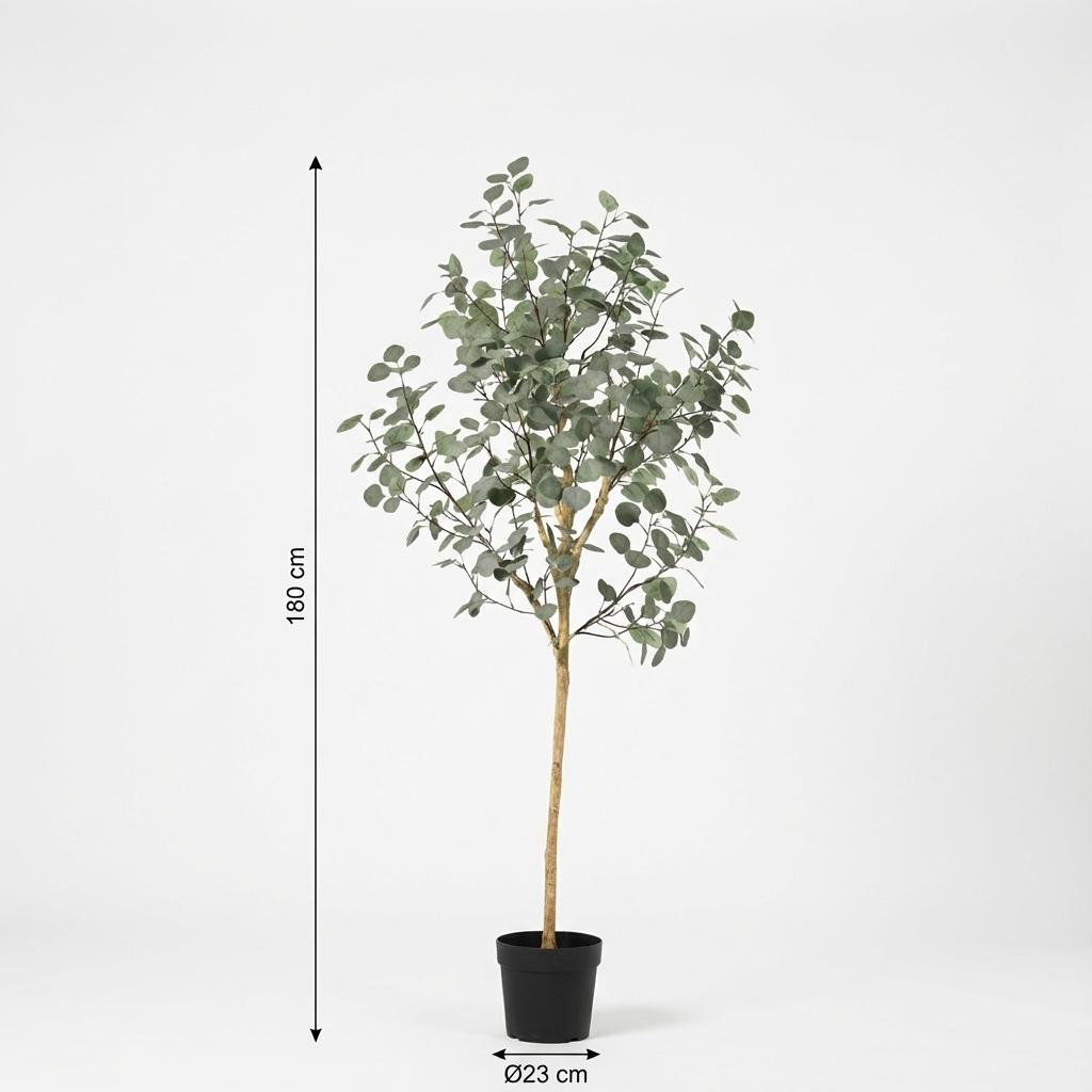 Eukalyptus Kunstpflanze 180cm – Großer Eucalyptus Baum Deko Pflanze – Pflegefreie Zimmerpflanze für Wohnzimmer Büro & Empfangsbereich - Oasis of Life