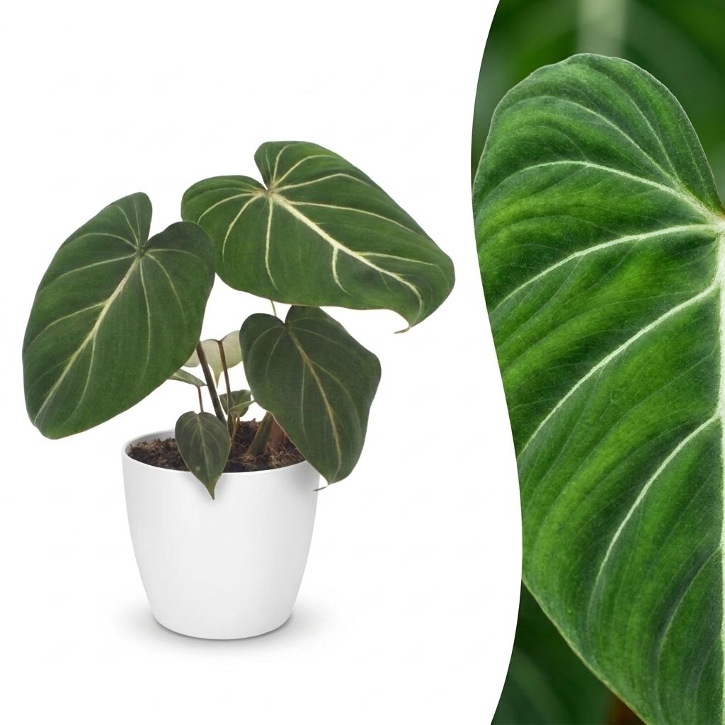 Gloriosum-Baumfreund – Philodendron gloriosum – Topf Ø12cm – Höhe 25cm – mit weißem Dekotopf