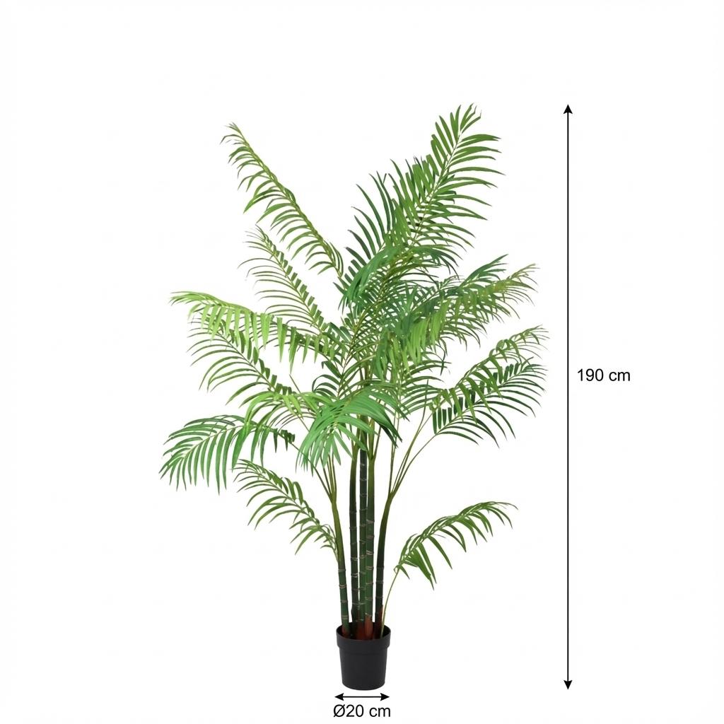 Areca Palme Kunstpflanze 190cm – Große Goldfruchtpalme Deko Pflanze – Pflegefreie Kunstpalme für Wohnzimmer Büro & Empfangsbereich - Oasis of Life