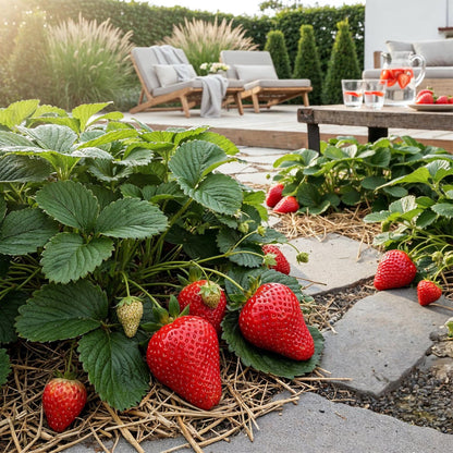GreenboutiQ - Obstpflanzen - Erdbeere - Fragaria Maxim - Winterhart - 3 Pflanzen - Topf 9 cm - Rote Erdbeere 