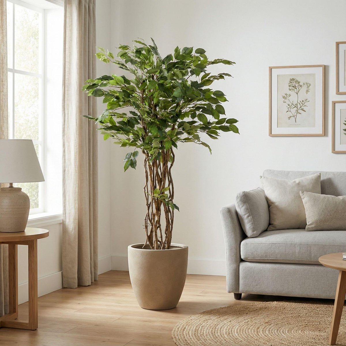 Ficus Liana Kunstbaum – 140cm – Hochwertige künstliche Pflanze mit realistischer Blattstruktur – Pflegefreier Deko Baum für Wohnzimmer Büro & Empfangsbereich - Oasis of Life