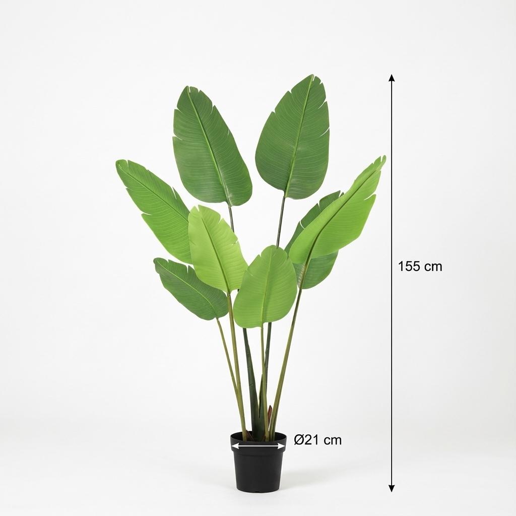 Strelitzia Nicolai Kunstpflanze 155cm – Paradiesvogelblume Deko Pflanze – Pflegefreie Zimmerpflanze für Wohnzimmer Büro & Empfangsbereich - Oasis of Life