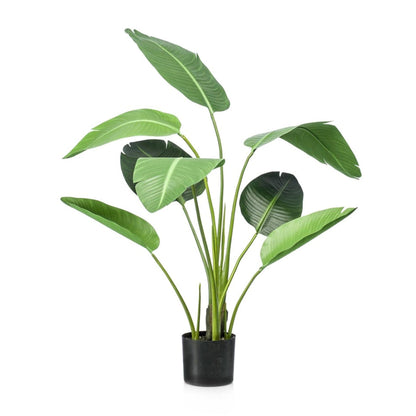 Strelitzia Kunstpflanze – 120 cm – schwarzer Topf – Tropischer Zimmerpflanzen-Look ohne Pflege – Große Deko-Pflanze für Wohnzimmer, Büro & Flur 