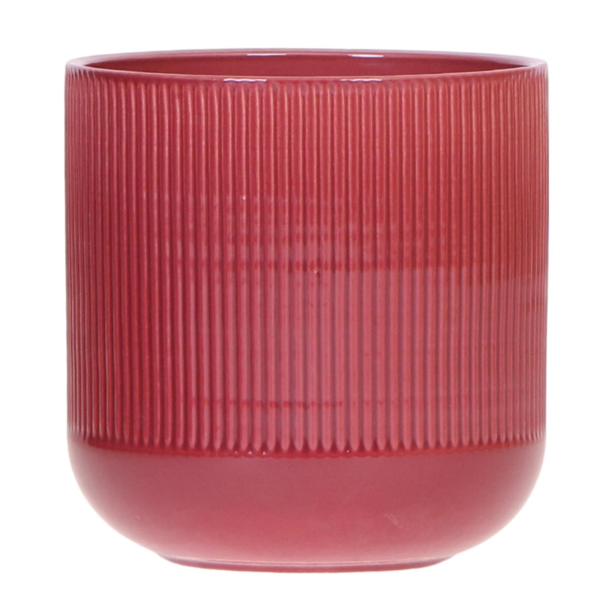 Flare Dekotopf Red – Ø12cm – Stilvoller Blumentopf mit markantem Rillenmuster – Retro-inspiriertes Design der Bold Seventies Kollektion – Für Innenräume & dekorative Highlights 