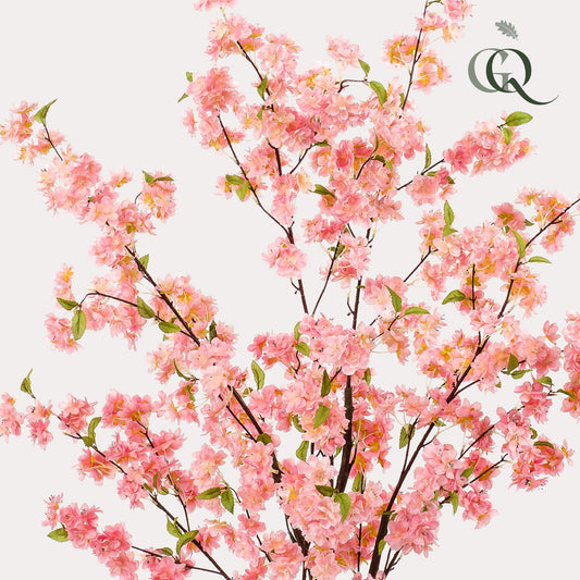 Kunstpflanze Prunus – Kirschblüte Rosa – 135 cm – Dekorative blühende Zimmerpflanze ohne Pflege 