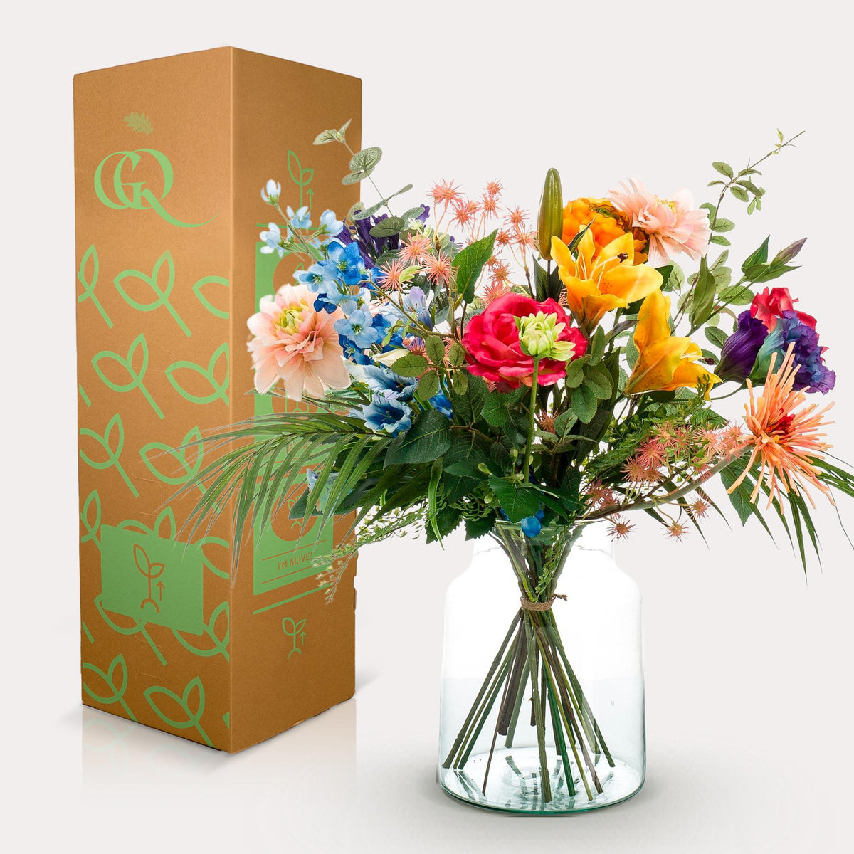 Kunstblumenstrauß - Pretty Powerful - 67cm - Hochwertiges Kunstblumen Bouquet für Wohnzimmer Büro Dekoration 