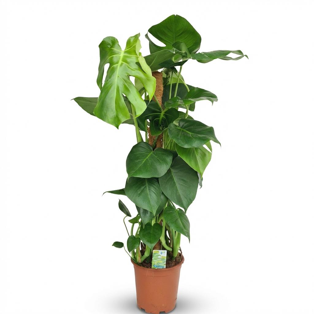Green boutiQ - Zimmerpflanze - Fensterblatt - Monstera Deliciosa Moosstab - Grün - Pflegeleicht - 1 Pflanze - Topf 19cm - Höhe 90cm 