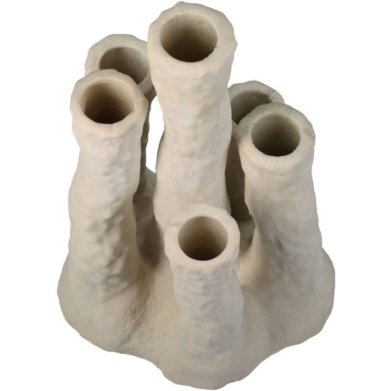 Blumenhalter Koraal – Ecru – Keramik Vase in Korallenform – Dekorativer Blumenhalter für Trockenblumen & Zweige – Maße 18×18×30 cm 