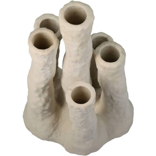 Blumenhalter Koraal – Ecru – Keramik Vase in Korallenform – Dekorativer Blumenhalter für Trockenblumen & Zweige – Maße 18×18×30 cm 
