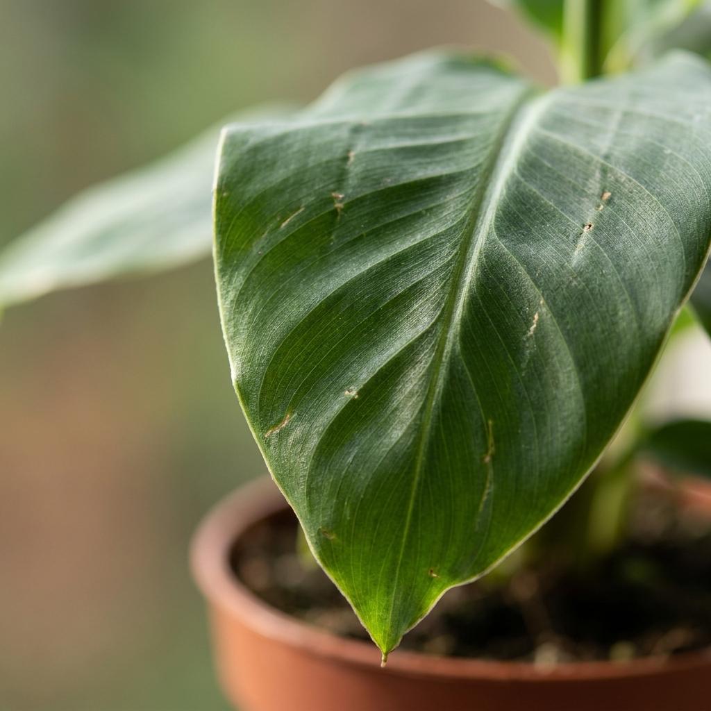 Orientalische Zwergbanane – Musa 'Oriental Dwarf' – Topf Ø12cm – Höhe 30cm – mit grauem Dekotopf – Ansicht 4