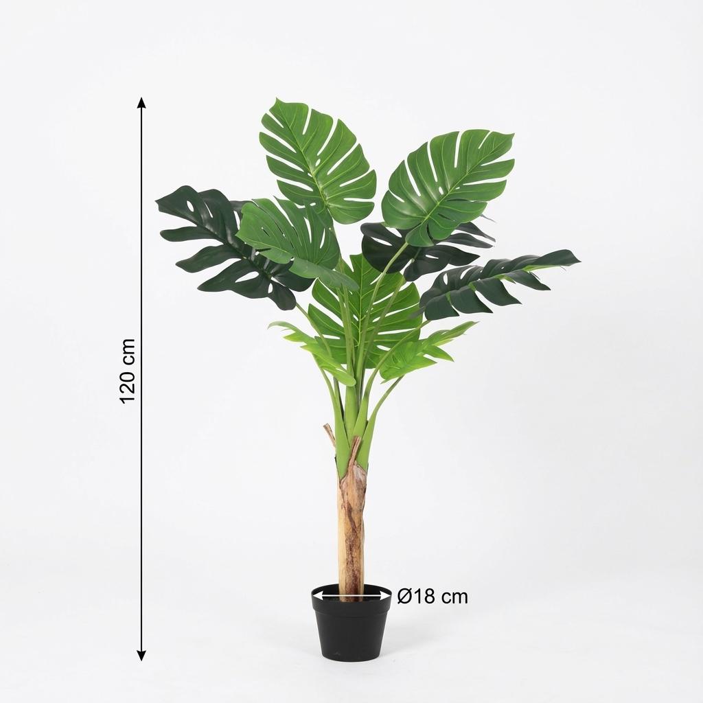 Monstera Deliciosa Kunstpflanze 120cm – Große Fensterblatt Deko Pflanze – Pflegefreie Zimmerpflanze für Wohnzimmer Büro & Empfangsbereich - Oasis of Life