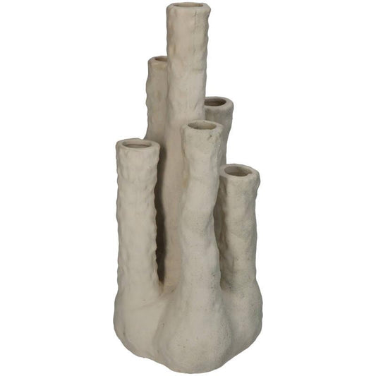 Blumenhalter Koraal – Ecru – Keramik Vase in Korallenform – Dekorativer Blumenhalter für Trockenblumen & Zweige – Maße 18×18×30 cm 