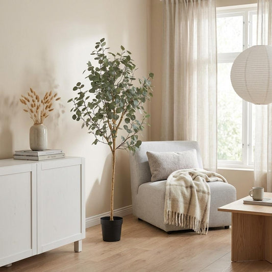 Eukalyptus Kunstpflanze 180cm – Großer Eucalyptus Baum Deko Pflanze – Pflegefreie Zimmerpflanze für Wohnzimmer Büro & Empfangsbereich - Oasis of Life