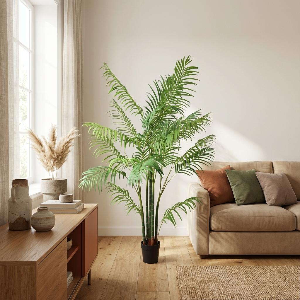 Areca Palme Kunstpflanze 190cm – Große Goldfruchtpalme Deko Pflanze – Pflegefreie Kunstpalme für Wohnzimmer Büro & Empfangsbereich - Oasis of Life
