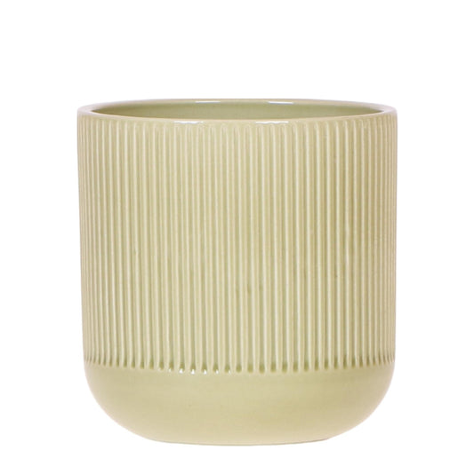 Flare Dekotopf Green – Ø9cm – Grüner Blumentopf mit Rillenstruktur – Retro-inspiriertes Design der Bold Seventies Kollektion – Für Innenräume & stilvolle Pflanzenakzente 