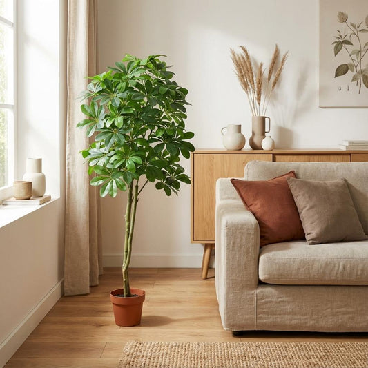 Pachira Aquatica Kunstpflanze 150cm – Große künstliche Glückskastanie – Realistische Deko Pflanze für Wohnzimmer Büro & Empfangsbereich - Oasis of Life