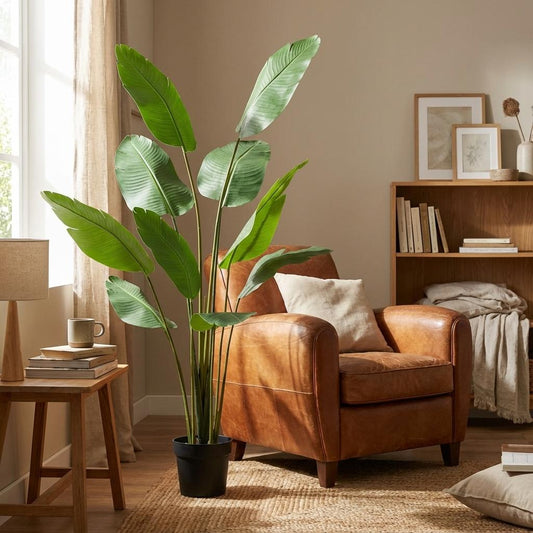 Strelitzia Nicolai Kunstpflanze 180cm – Große Paradiesvogelblume Deko Pflanze – Pflegefreie Zimmerpflanze für Wohnzimmer Büro & Empfangsbereich - Oasis of Life