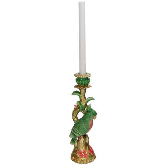 Kerzenständer Bunter Vogel 33,5 cm – Polyresin-Kerzenhalter Grün – Verspieltes Wohnaccessoire & dekorativer Vogel-Kerzenleuchter 