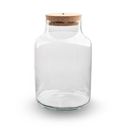 Terrarienflasche „Milky“ mit LED-Korkdeckel – Ø21cm ↕30cm – Glasflasche aus Recyclingglas – ca. 9L Volumen – Ideal für DIY-Terrarien & Mini-Ökosysteme – Mit Beleuchtung 