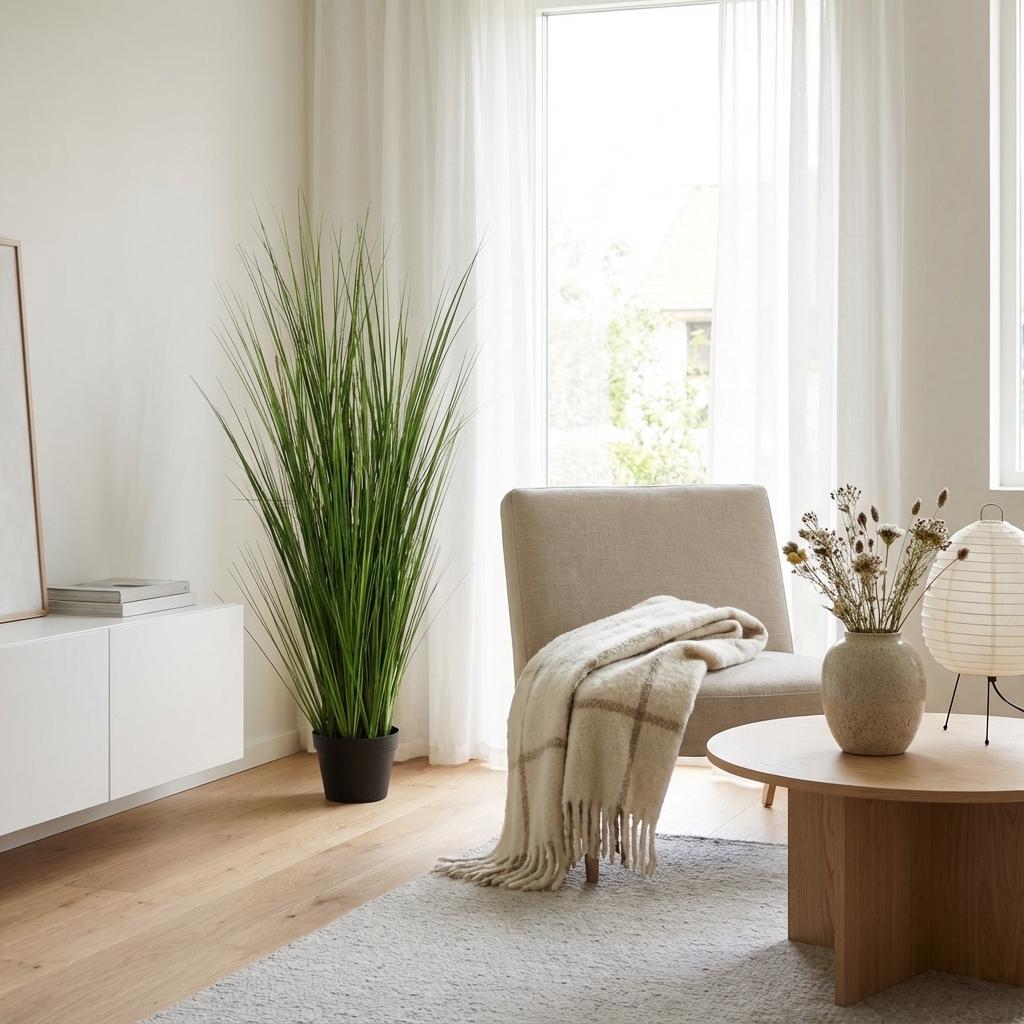 Zwiebelgras Kunstpflanze 130cm – Moderne Deko Kunstpflanze – Pflegefreie Zimmerpflanze für Wohnzimmer Büro & Empfangsbereich - Oasis of Life