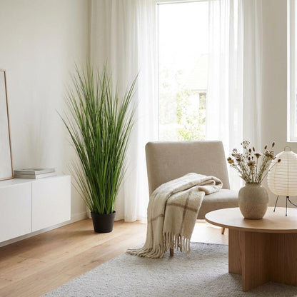 Zwiebelgras Kunstpflanze 130cm – Moderne Deko Kunstpflanze – Pflegefreie Zimmerpflanze für Wohnzimmer Büro & Empfangsbereich - Oasis of Life