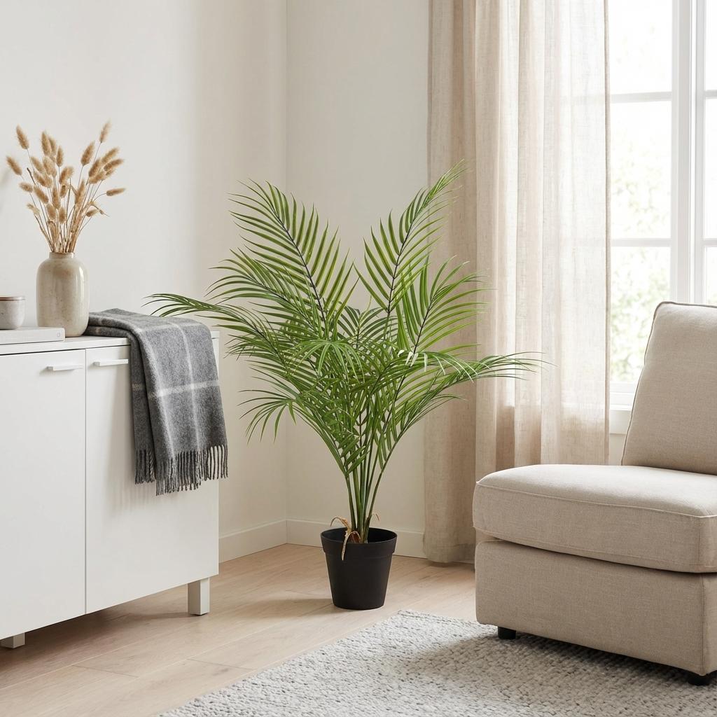 Kentia Palme Kunstpflanze 65cm – Dekorative Kunstpalme Zimmerpflanze – Pflegefreie Deko Pflanze für Wohnzimmer Büro & Regal - Oasis of Life