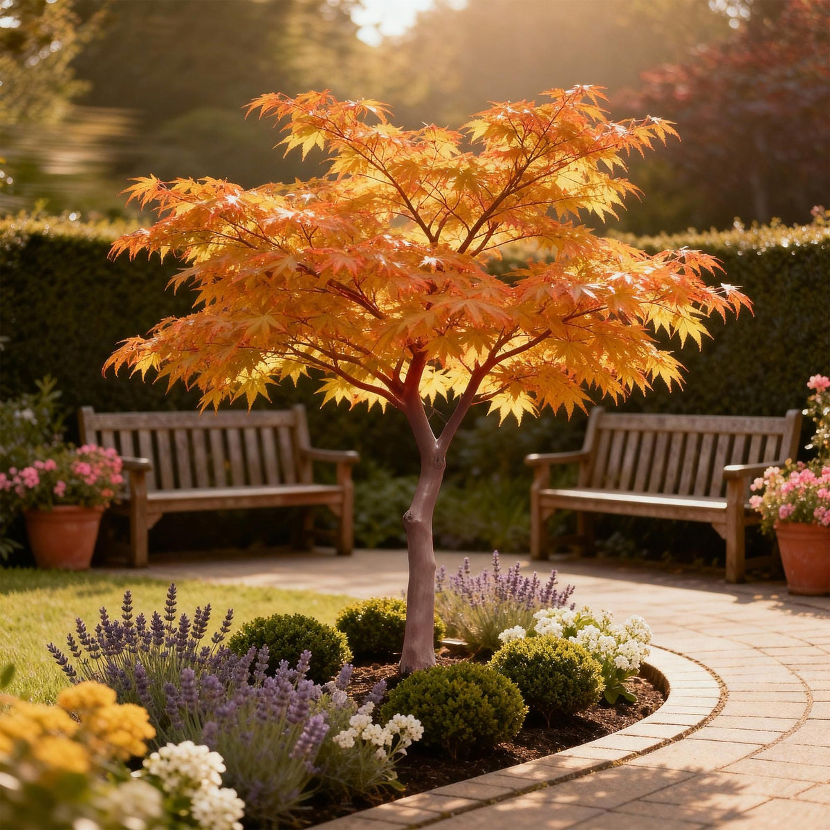 GreenboutiQ - Gartenpflanze - Acer palmatum Sangokaku - Grün - 1 Pflanze - Laubabwerfend - Wenig Pflege - Topf 12cm Höhe 35cm 