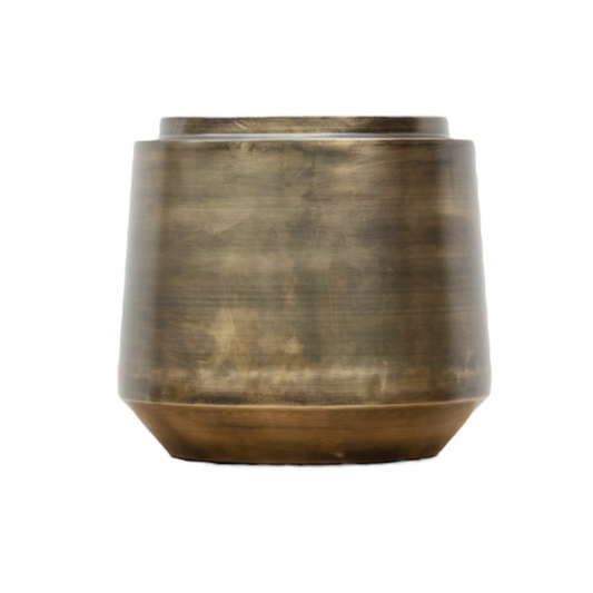 Pflanztopf Indigo – Vintage Gold – Ø46 cm x H41 cm – Dekorativer Metalltopf mit Antik-Finish – Indoor-Blumentopf mit Wasserablauf – Luxuriöser Übertopf für Wohnzimmer & Büro 