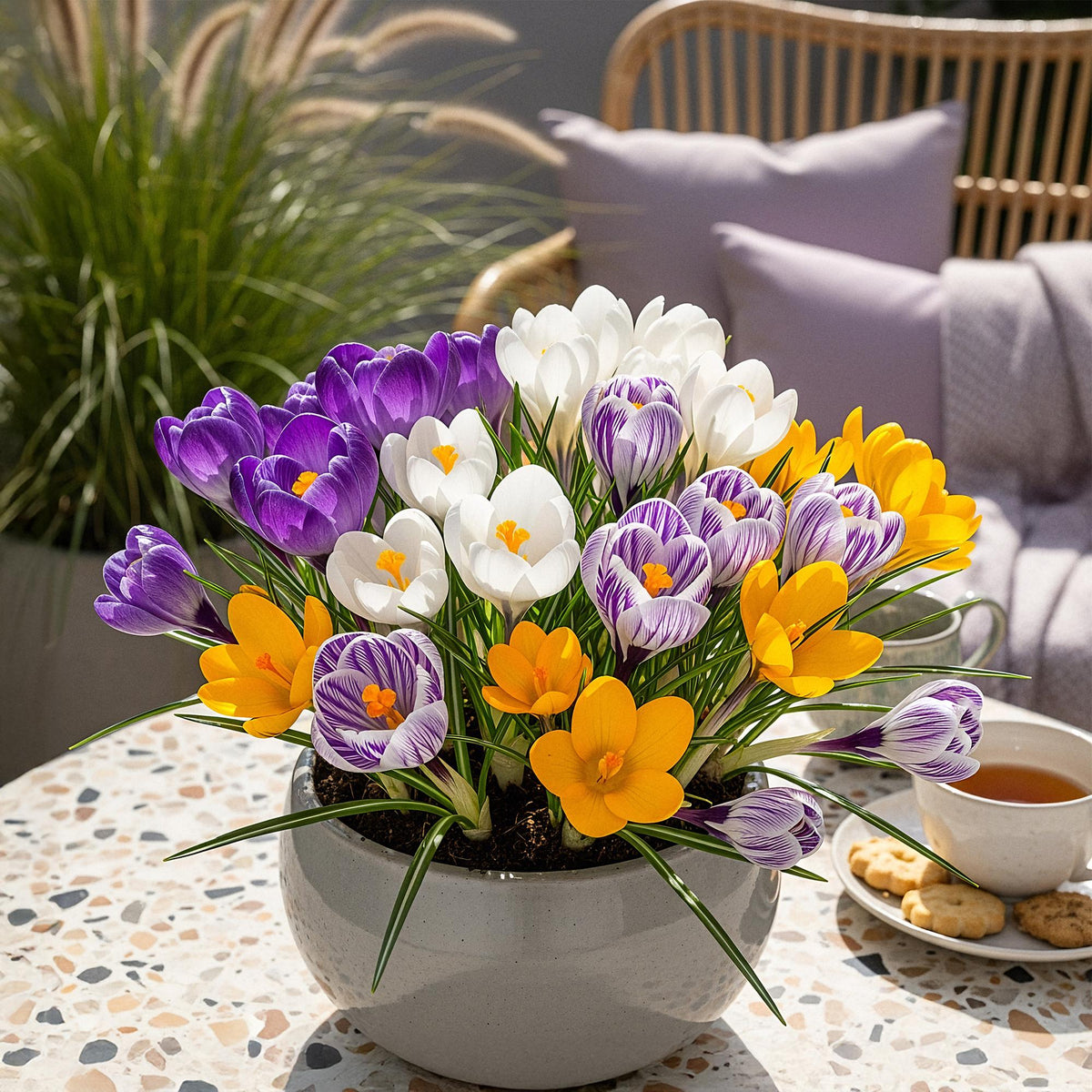 GreenboutiQ - Blumenzwiebeln - Crocus Large Flowering mix - Verschiedene Farben - 30 Stück - Zwiebelgröße 7/8 - XXL Pack 