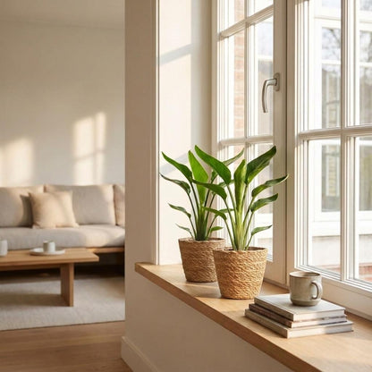 Paradiesvogelblume – Strelitzia reginae – Topf Ø12cm – Höhe 35cm – mit Seegraskorb – Dekorative Zimmerpflanze – Ansicht 3