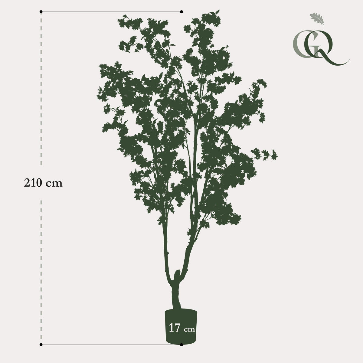 Kunstpflanze Kirschblüte – Prunus – Rosa – Höhe 210 cm – Täuschend echt – Dekopflanze für Wohnzimmer, Büro & Events – Pflegeleicht & langlebig 