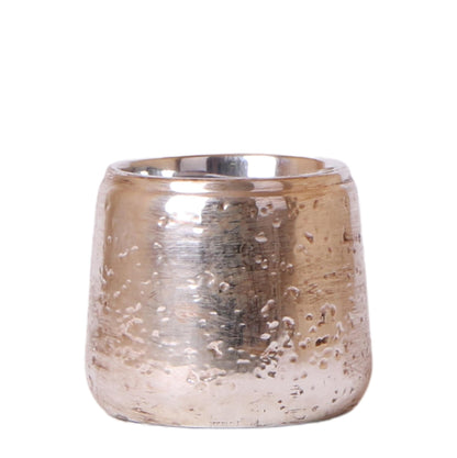 Luxuriöser Blumentopf Silber – Keramik Ziertopf Ø9cm – Eleganter Pflanzkübel für Zimmerpflanzen – Moderner Übertopf mit glänzender Oberfläche 