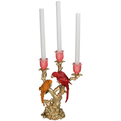 Kerzenständer Vogel aus Polyresin 37,5cm – Bunter, künstlerischer Kerzenhalter – Dekoration für Esstisch, Kaminsims & Sideboard – Stimmungsvoller Wohnaccessoire 