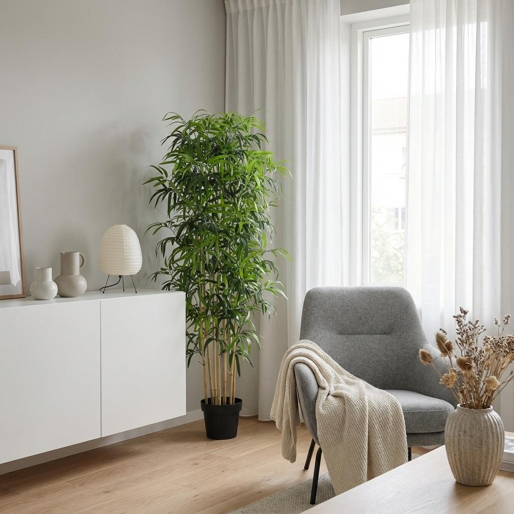 Künstlicher Bambus 150cm – Bambus Kunstpflanze im Topf – Pflegefreie Deko Pflanze für Wohnzimmer Büro & Empfangsbereich - Oasis of Life
