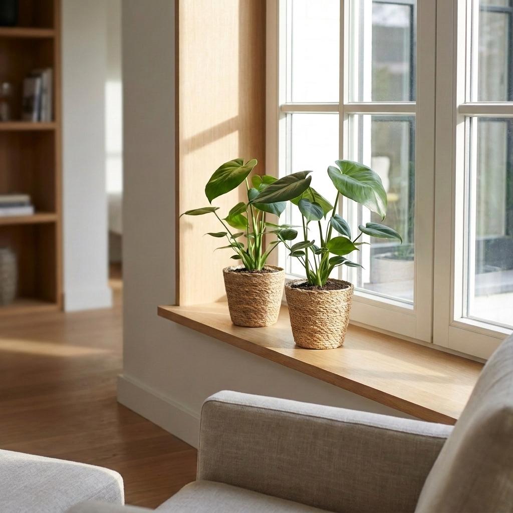 Fensterblatt – Monstera deliciosa – Topf Ø12cm – Höhe 30cm – mit Korb – Dekorative Zimmerpflanze – Ansicht 3