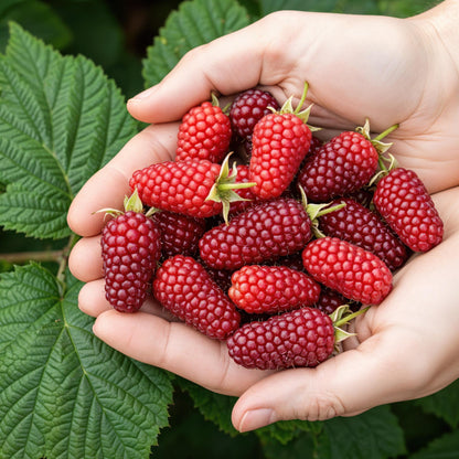 Tayberre Rubus Tayberry winterhart 3 Pflanzen Ø9cm Höhe 30cm – Kreuzung aus Himbeere & Brombeere – Rote Beeren für Garten & Balkon 