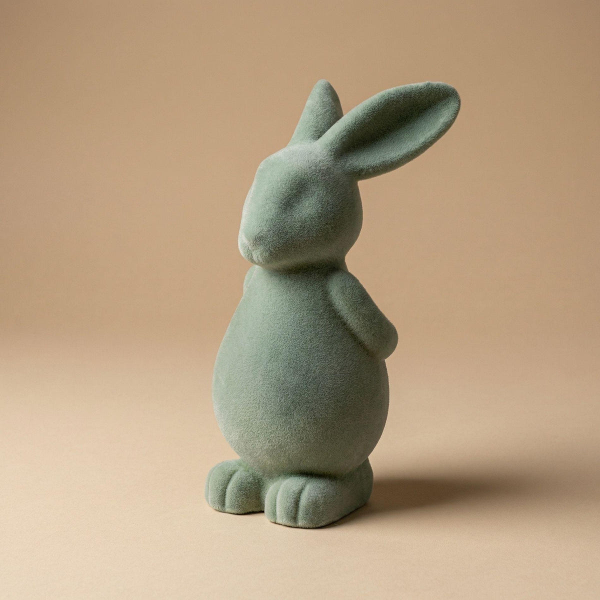 3x Osterhase Dekoration - Grüner Samt - ↑ 12,5 cm 