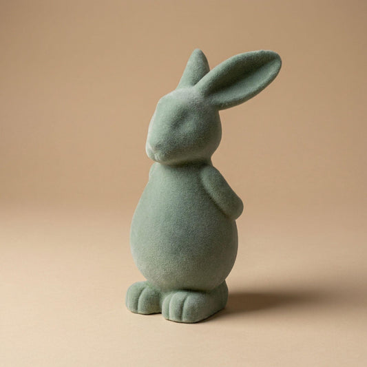 3x Osterhase Dekoration - Grüner Samt - ↑ 12,5 cm 
