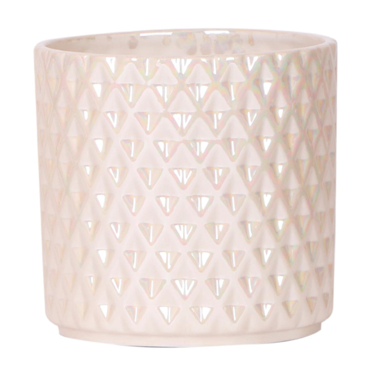Diamond Pearl Dekotopf – Ø12cm – Travertine-Optik – Eleganter Blumentopf aus der „Le Chic“-Kollektion – Für Zimmerpflanzen & stilvolle Wohnakzente 