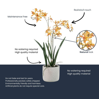 Renanthera Orchidee Geel & Oranje in pot - 56 cm - Kunstplant 