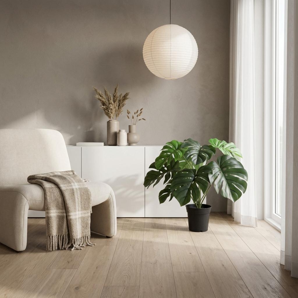 Monstera Deliciosa Kunstpflanze 45cm – Fensterblatt Deko Pflanze – Pflegefreie Zimmerpflanze für Wohnzimmer Büro & Fensterbank - Oasis of Life